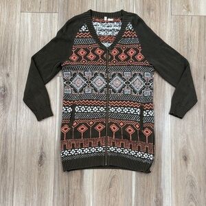 Anthropologie Moth Geometric Zip-Up Cardigan (MP)